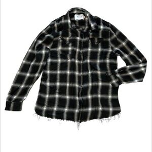 Nokwal collection IV size large black flannel shirt raw edge